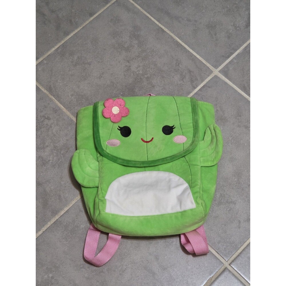 Adorable Kids Squishmallow Maritza The Cactus Flap Backpack - Green
